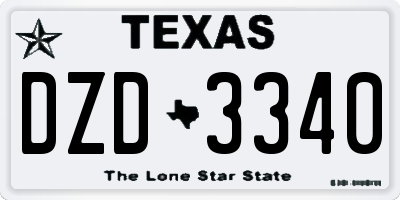TX license plate DZD3340