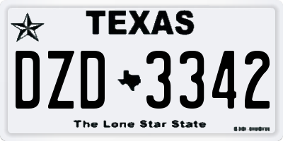 TX license plate DZD3342