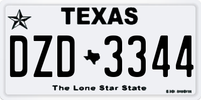 TX license plate DZD3344