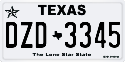 TX license plate DZD3345