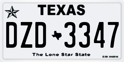 TX license plate DZD3347