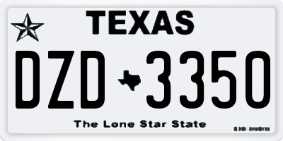 TX license plate DZD3350
