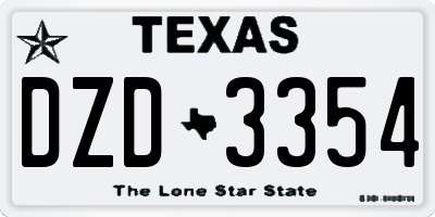 TX license plate DZD3354