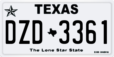 TX license plate DZD3361