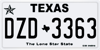 TX license plate DZD3363