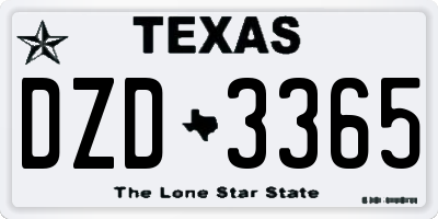 TX license plate DZD3365