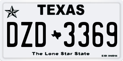 TX license plate DZD3369