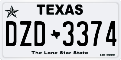 TX license plate DZD3374