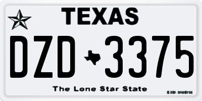 TX license plate DZD3375
