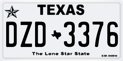 TX license plate DZD3376