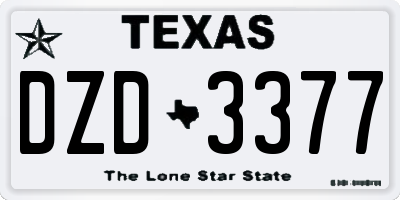 TX license plate DZD3377