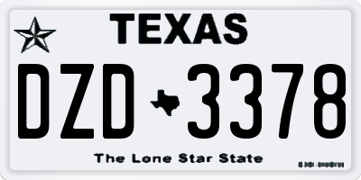 TX license plate DZD3378