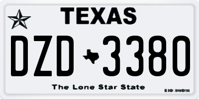 TX license plate DZD3380
