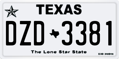 TX license plate DZD3381