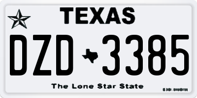 TX license plate DZD3385