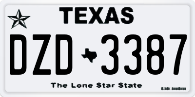 TX license plate DZD3387