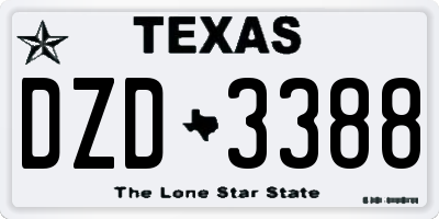 TX license plate DZD3388