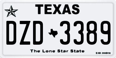 TX license plate DZD3389