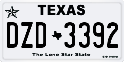 TX license plate DZD3392