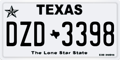 TX license plate DZD3398