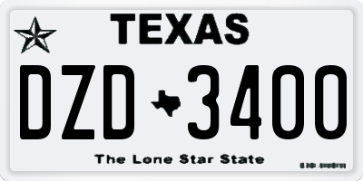 TX license plate DZD3400