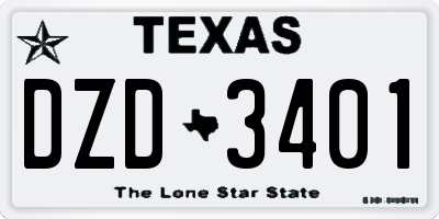 TX license plate DZD3401