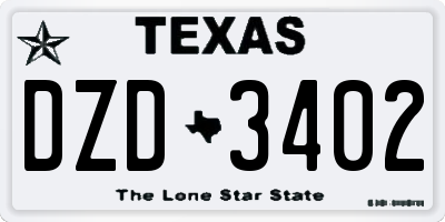 TX license plate DZD3402