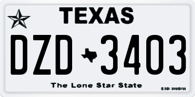 TX license plate DZD3403