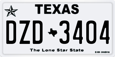 TX license plate DZD3404