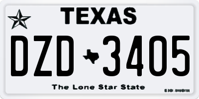 TX license plate DZD3405