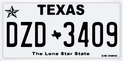 TX license plate DZD3409