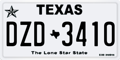 TX license plate DZD3410