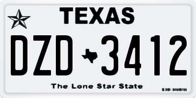 TX license plate DZD3412