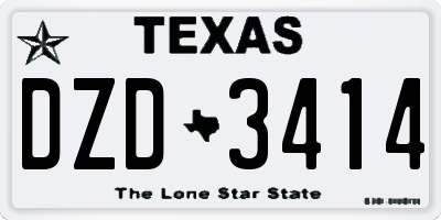 TX license plate DZD3414