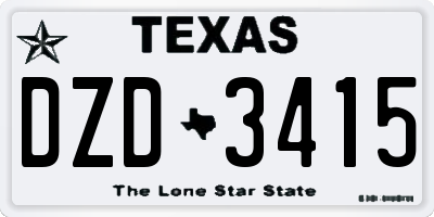 TX license plate DZD3415