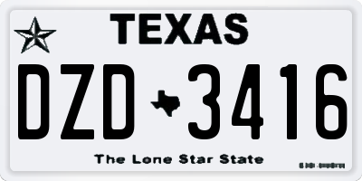 TX license plate DZD3416