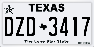 TX license plate DZD3417