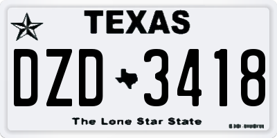 TX license plate DZD3418
