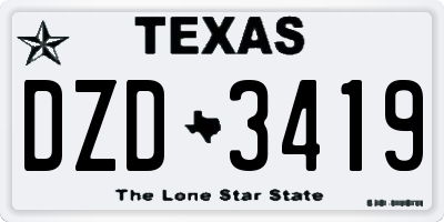 TX license plate DZD3419