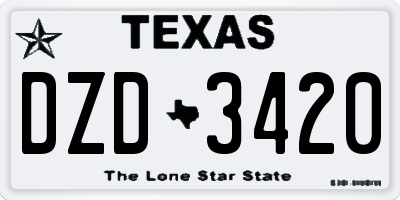 TX license plate DZD3420