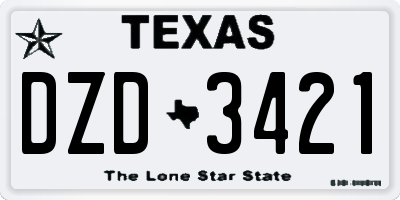 TX license plate DZD3421