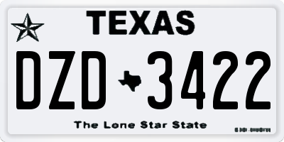 TX license plate DZD3422