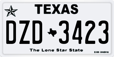 TX license plate DZD3423