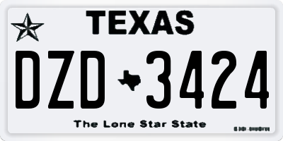 TX license plate DZD3424