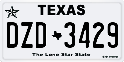 TX license plate DZD3429