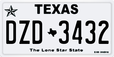 TX license plate DZD3432