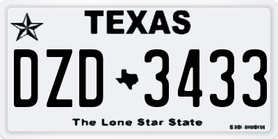 TX license plate DZD3433