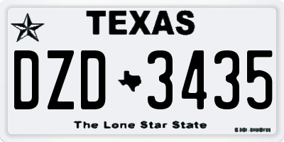 TX license plate DZD3435