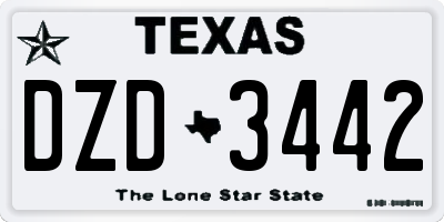 TX license plate DZD3442