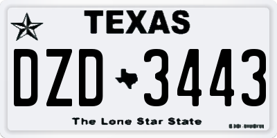 TX license plate DZD3443
